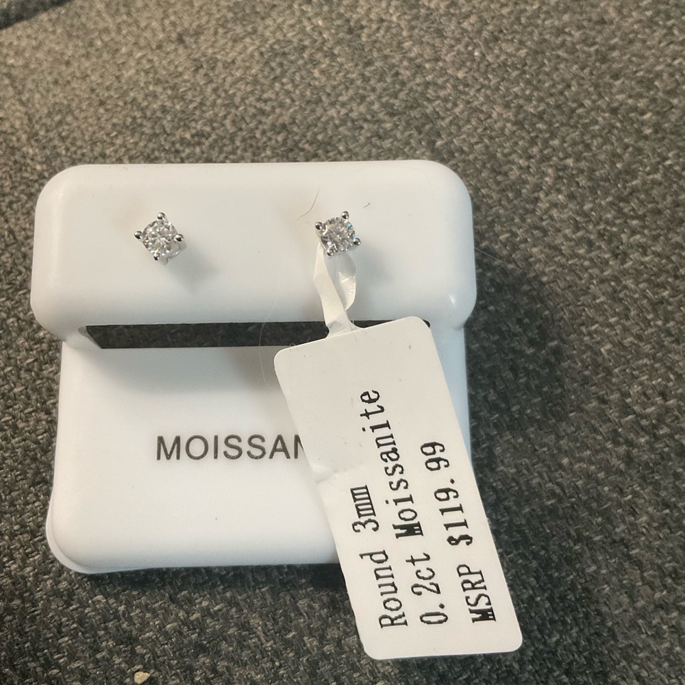 Moissanite round Stud Earrings .2 ct sterling silver